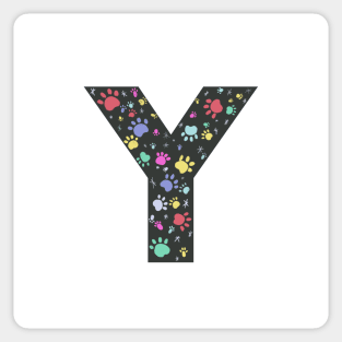 Y letter with colorful paw print Sticker